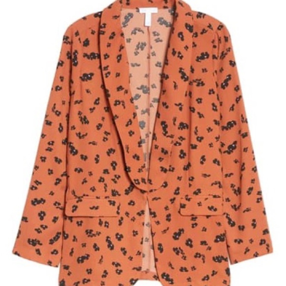 Open Front Blazer Leith Floral Rust Clay Floral Drift Women's Size large